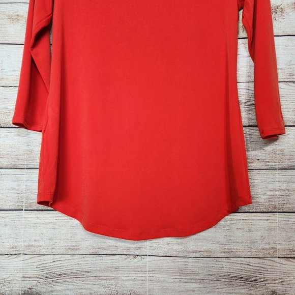 New With Tags Thalia Sodi Women's Size XS Eternal Red Keyhole Blouse 3/4 Sleeves - Picture 12 of 14